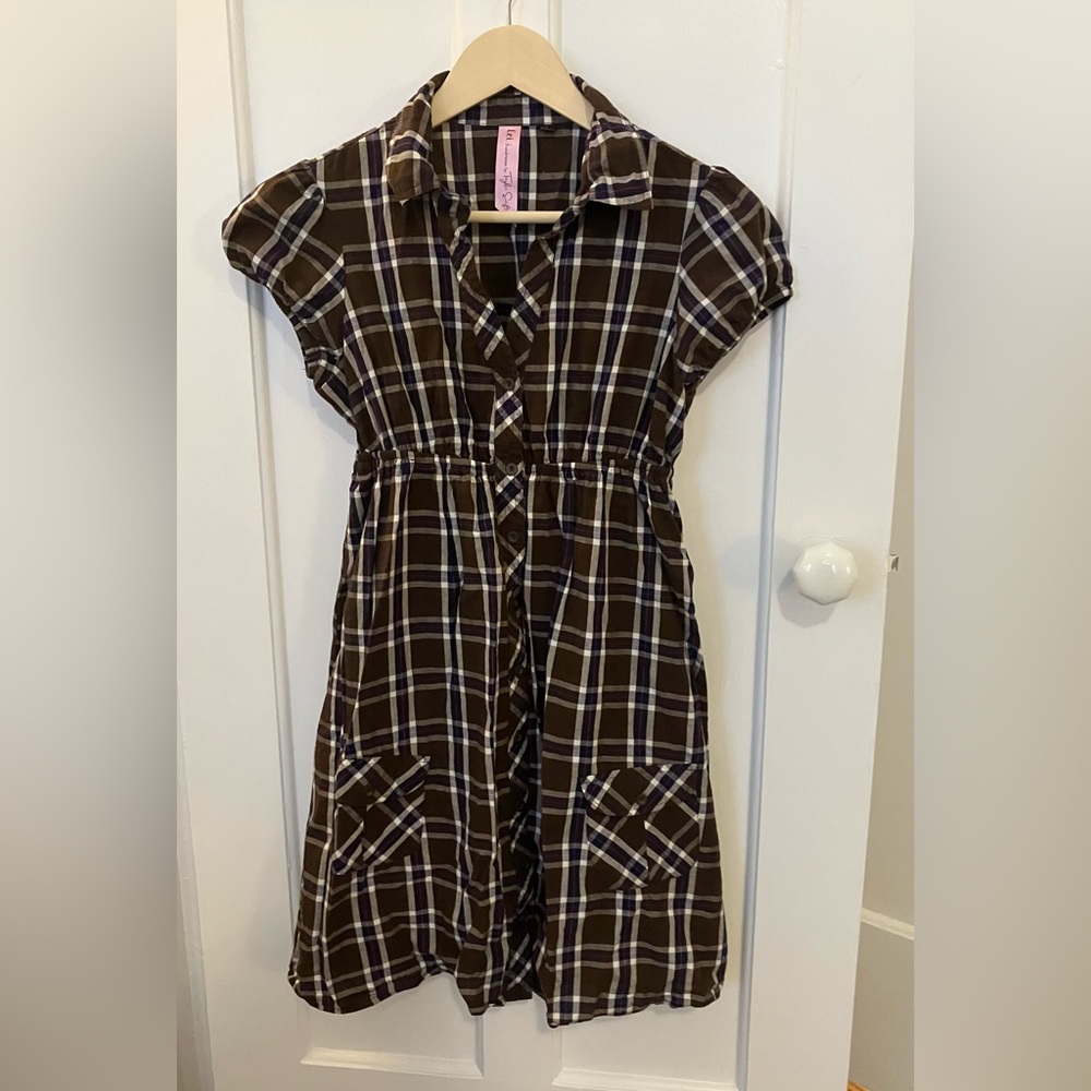 L.E.I. Sundresses by Taylor Swift brown and navy plaid